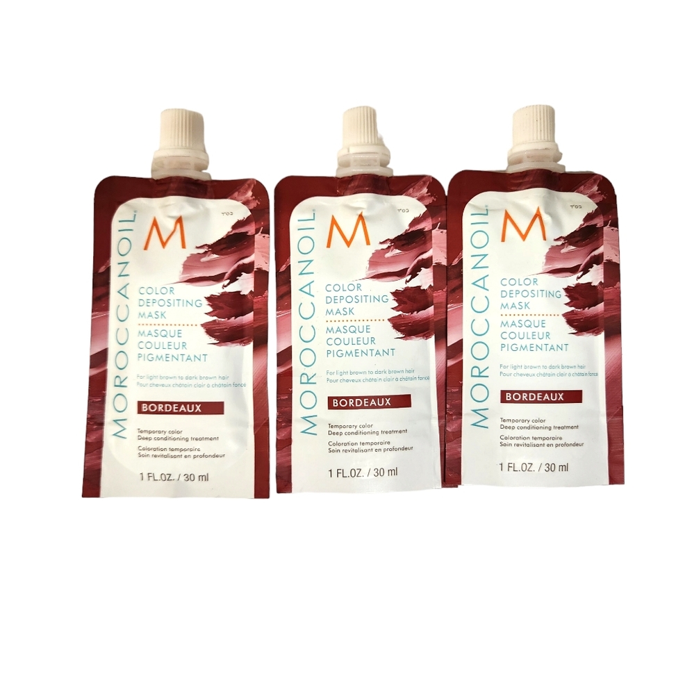 Moroccanoil Color Depositing Mask, Bordeaux, Lot of 3, 1 ounce Packets